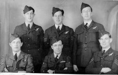 Don Irving and five of his crew. Back row, John Newman, Stanley (George) King, John Noske. Front row Frank Phillips, Don Irving, Norman Huggett. Not pictured is Wally Adam.