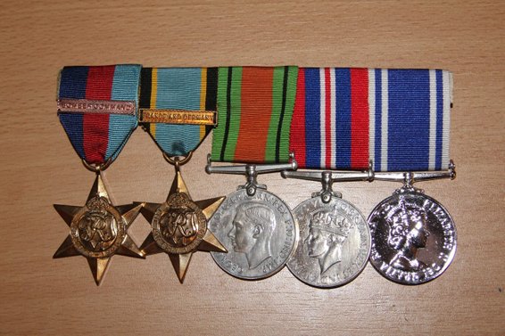 1939-45 Star with Bomber Command Clasp, Aircrew Europe Star with France and Germany Clasp, Defence Medal, War Medal, Police Long Service Medal