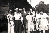 Mme Pelletier, Abel Pelletier with Moise, Jacqueline, Janine and Denise with my Mother in 1951