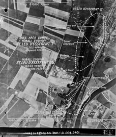 Aerial photo of the St Leu d'Esserent caves taken before the raid (from the National Archives)