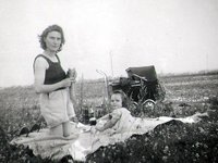 Ginette Pelletier and her daughter in 1951 