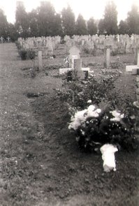 The grave of the six that did not escape the aircraft in 1951, before the official CWGC marker was put up