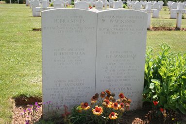 Bill Rennie's grave in France,shared with his five crewmates