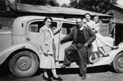 Abel Pelletier with Mme Pelletier, Janine and Denise in 1951