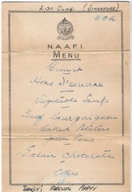 NAAFI Menu from "Sandy's farewell party" at Singapore Lido 11/5/46